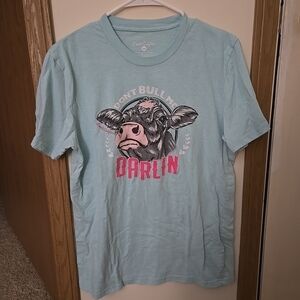 Lincoln Outfitters Womens Country Cow Graphic Short Sleeve T-Shirt Size Med. EX!
